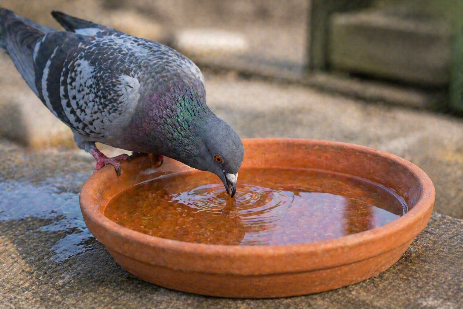Frisches Wasser für Stadttauben